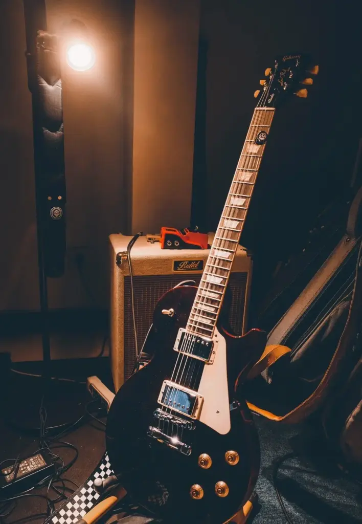 Gibson Les Paul electric guitar in a studio setting